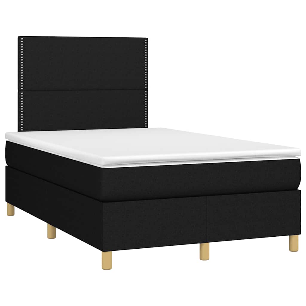 Krevet box spring s madracem LED crni 120 x 200 cm od tkanine
