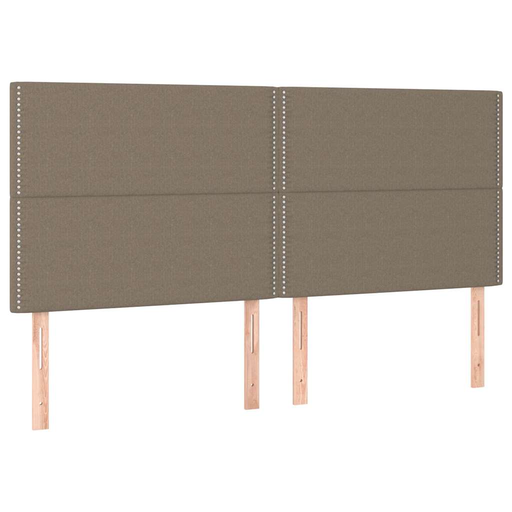 Krevet box spring s madracem LED smeđesivi 200x200 cm tkanina