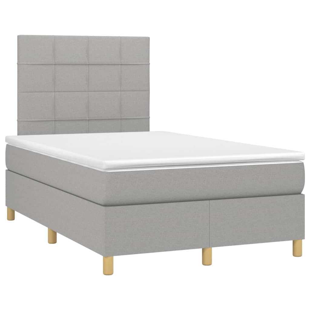 Krevet box spring s madracem LED svjetlosivi 120x200 cm tkanina