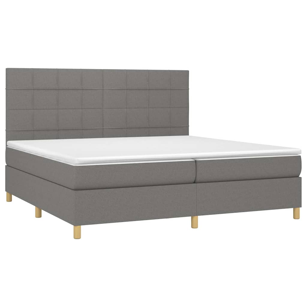 Krevet box spring s madracem LED tamnosivi 200x200 cm tkanina