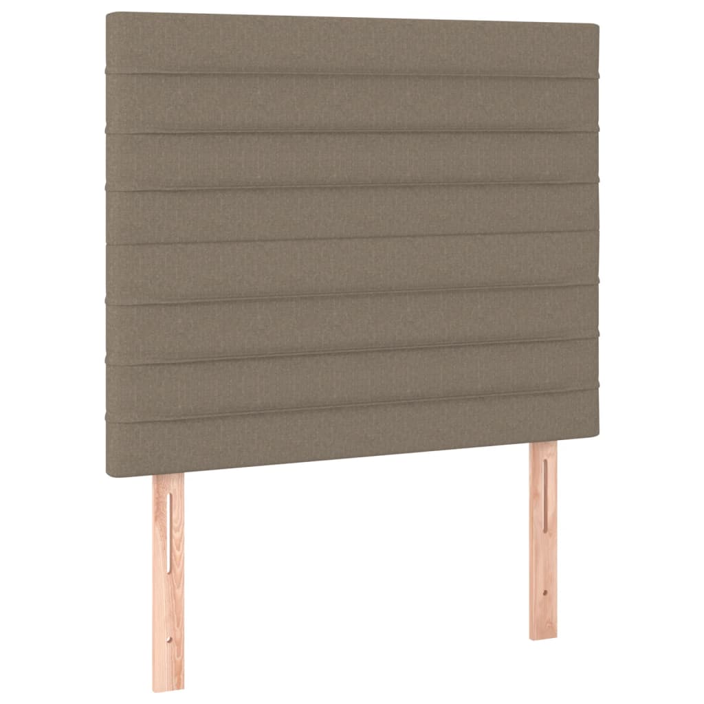 Krevet box spring s madracem LED smeđesivi 90x190 cm tkanina