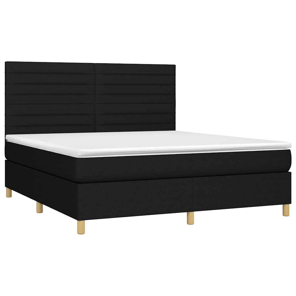 Krevet box spring s madracem LED crni 160x200 cm od tkanine