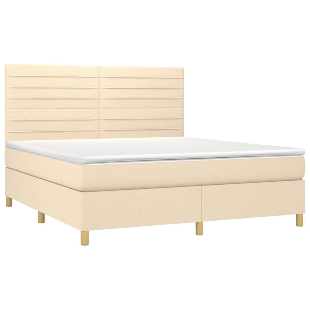 Krevet box spring s madracem LED krem 160x200 cm od tkanine