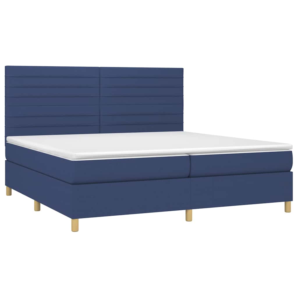 Krevet box spring s madracem LED plavi 200x200 cm od tkanine
