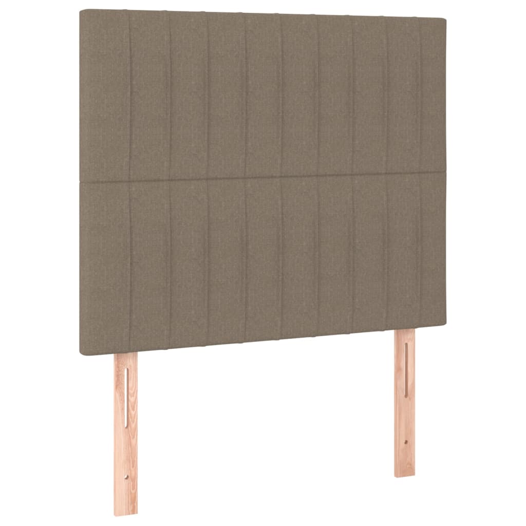 Krevet box spring s madracem LED smeđesivi 90x190 cm tkanina