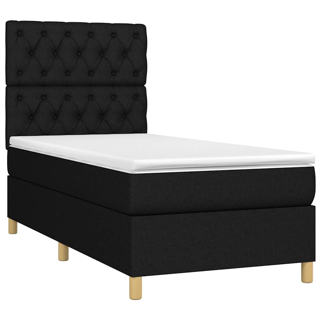 Krevet box spring s madracem LED crni 80 x 200 cm od tkanine