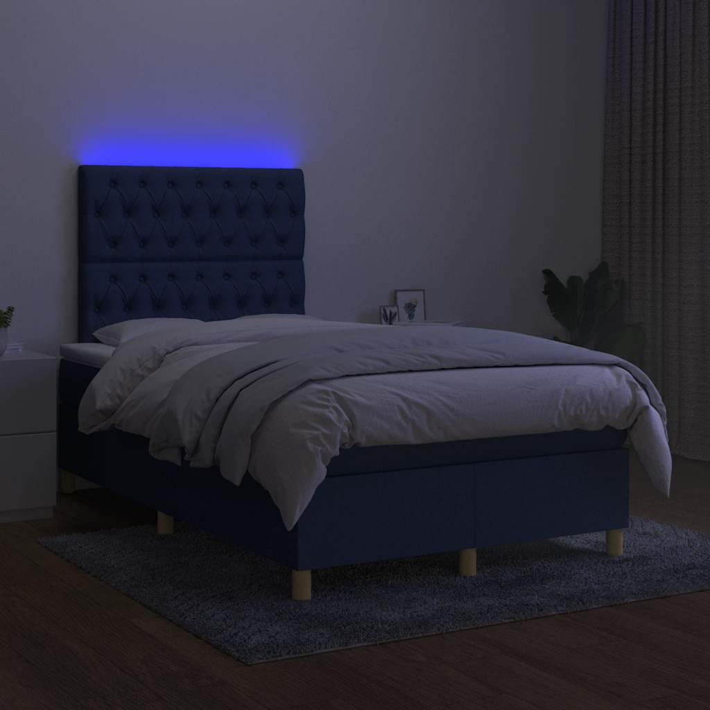 Krevet box spring s madracem LED crni 120 x 200 cm od tkanine