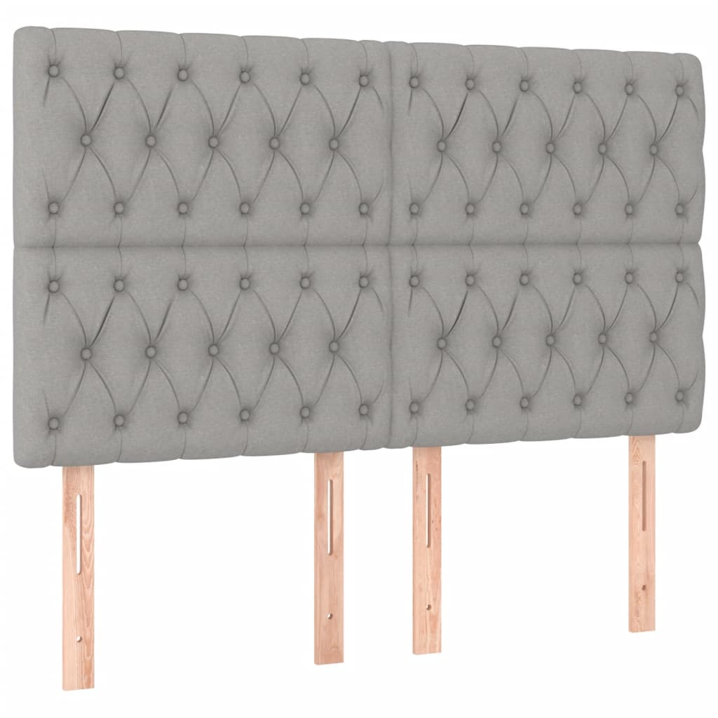 Krevet box spring s madracem LED svjetlosivi 140x190 cm tkanina