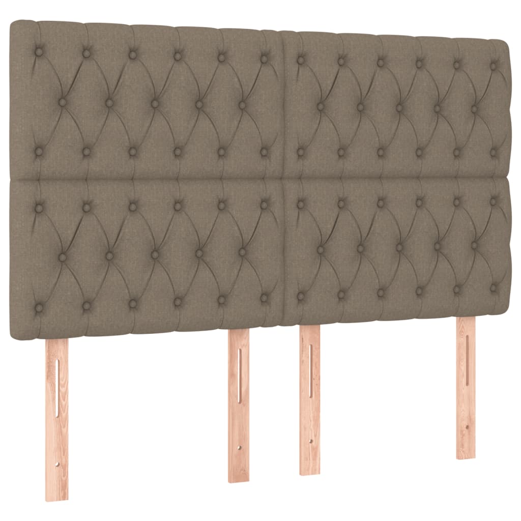 Krevet box spring s madracem LED smeđesivi 140x200 cm tkanina