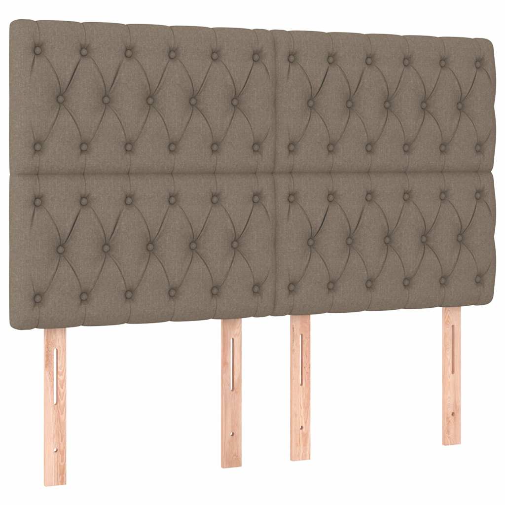 Krevet box spring s madracem LED smeđesivi 140x200 cm tkanina