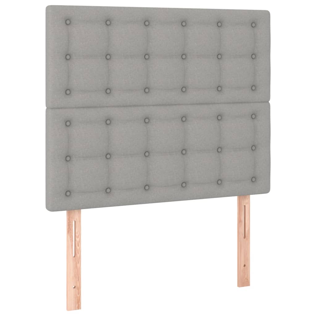 Krevet box spring s madracem LED svjetlosivi 90x200 cm tkanina