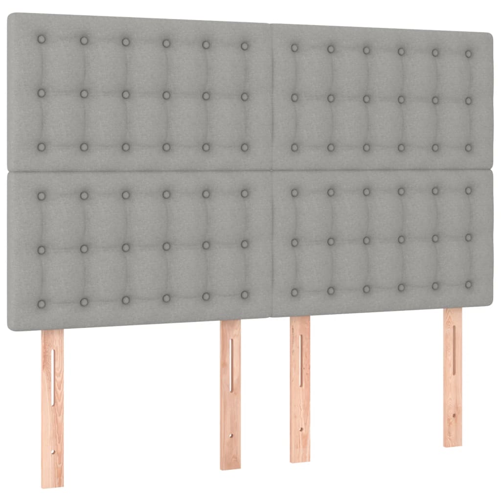 Krevet box spring s madracem LED svjetlosivi 140x190 cm tkanina