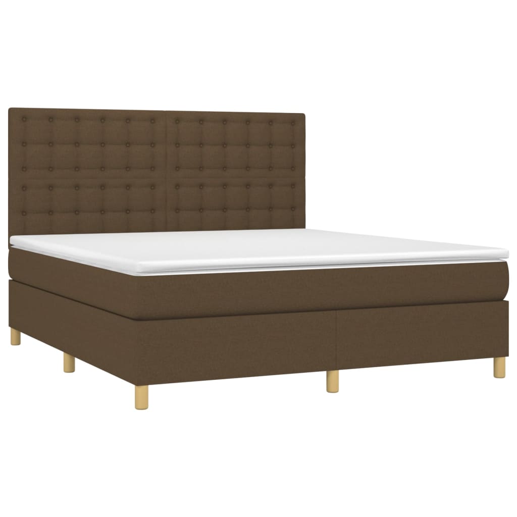 Krevet box spring s madracem LED tamnosmeđi 160x200 cm tkanina