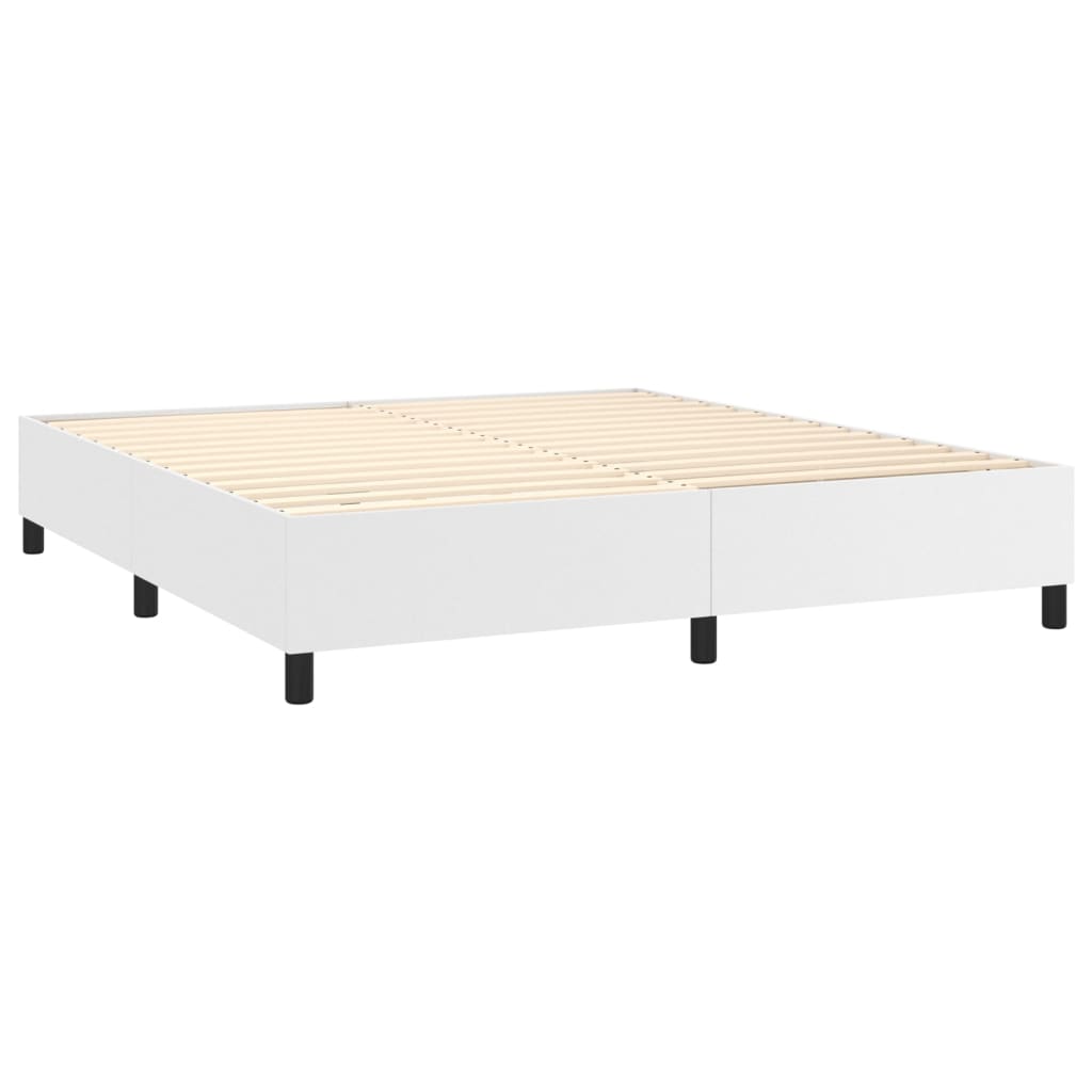 Krevet box spring s madracem LED bijeli 180x200 cm umjetna koža