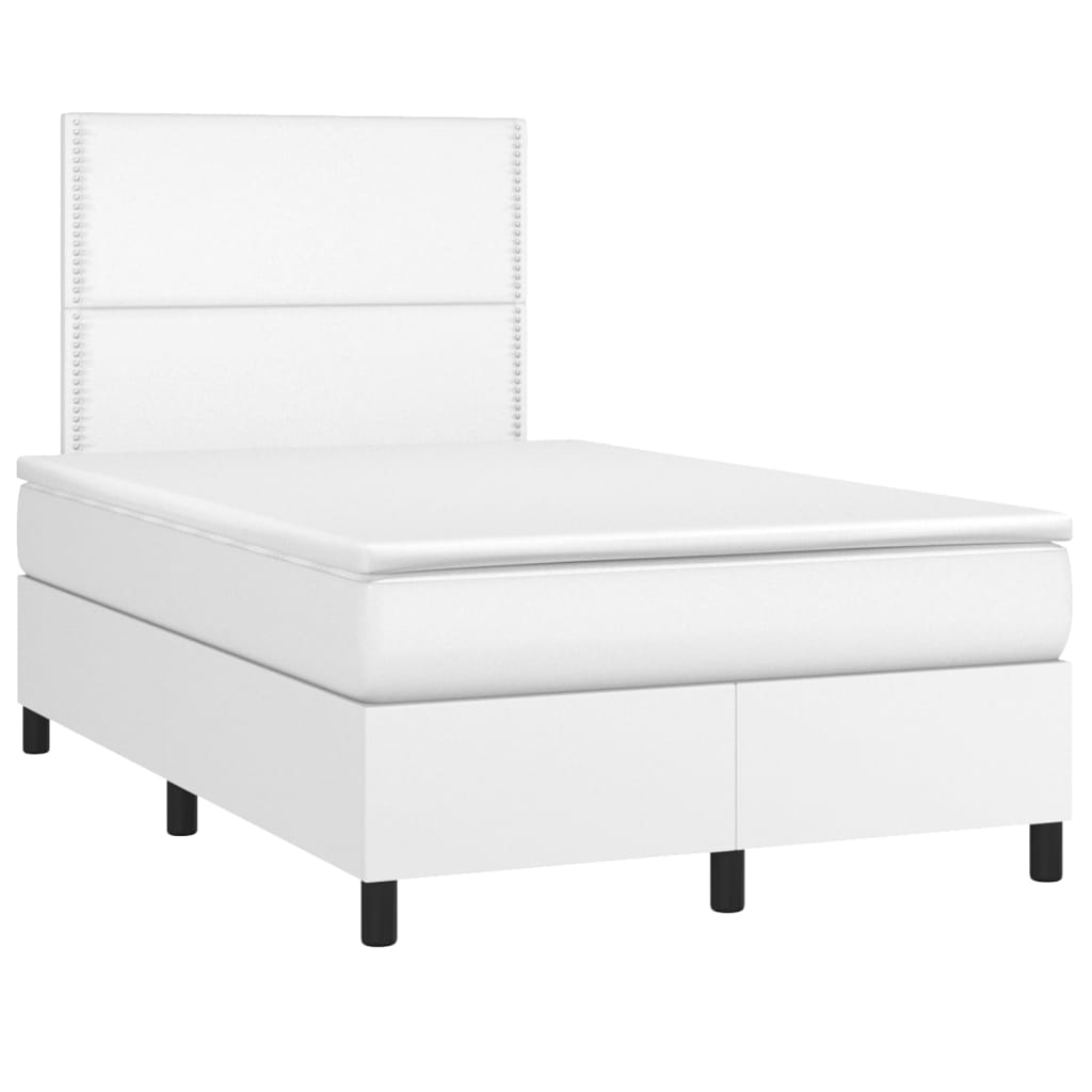 Krevet box spring s madracem LED bijeli 120x200 cm umjetna koža