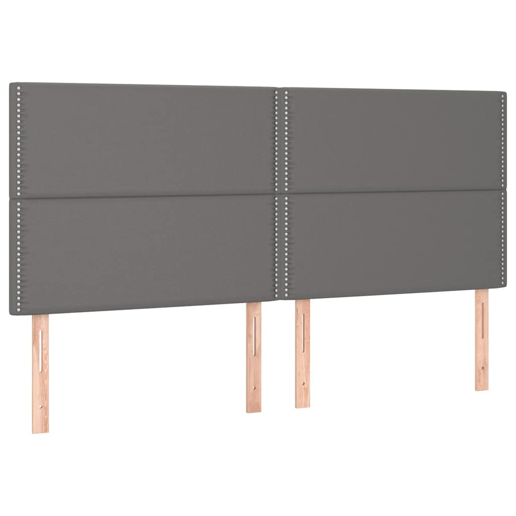 Krevet box spring s madracem LED sivi 200x200cm od umjetne kože