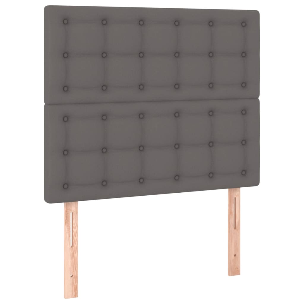 Krevet box spring s madracem LED sivi 90x200 cm od umjetne kože