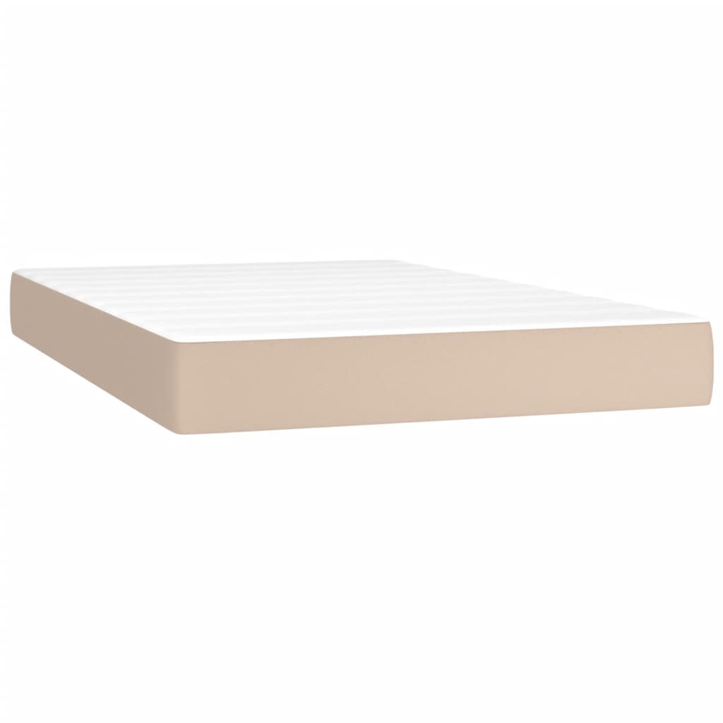 Krevet box spring madrac LED cappuccino 120x200cm umjetna koža