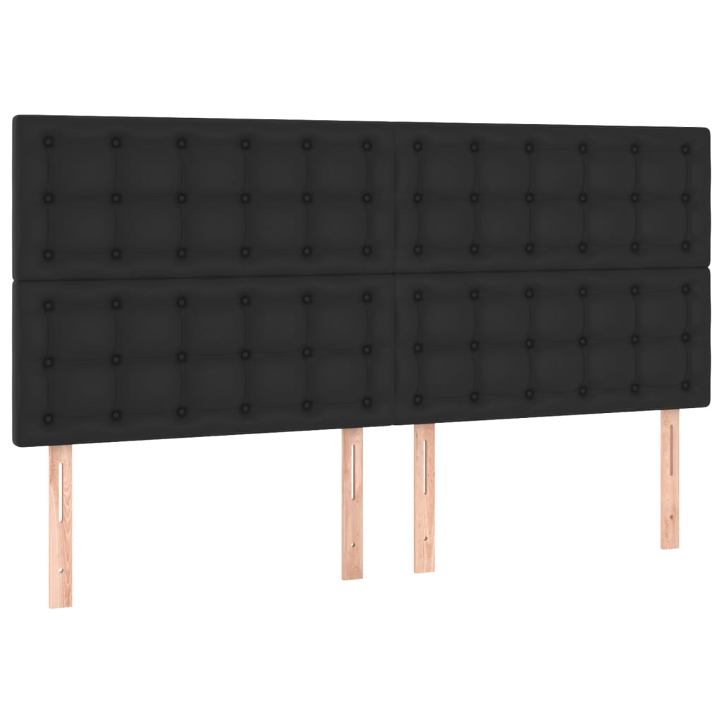 Krevet box spring s madracem LED crni 200x200cm od umjetne kože