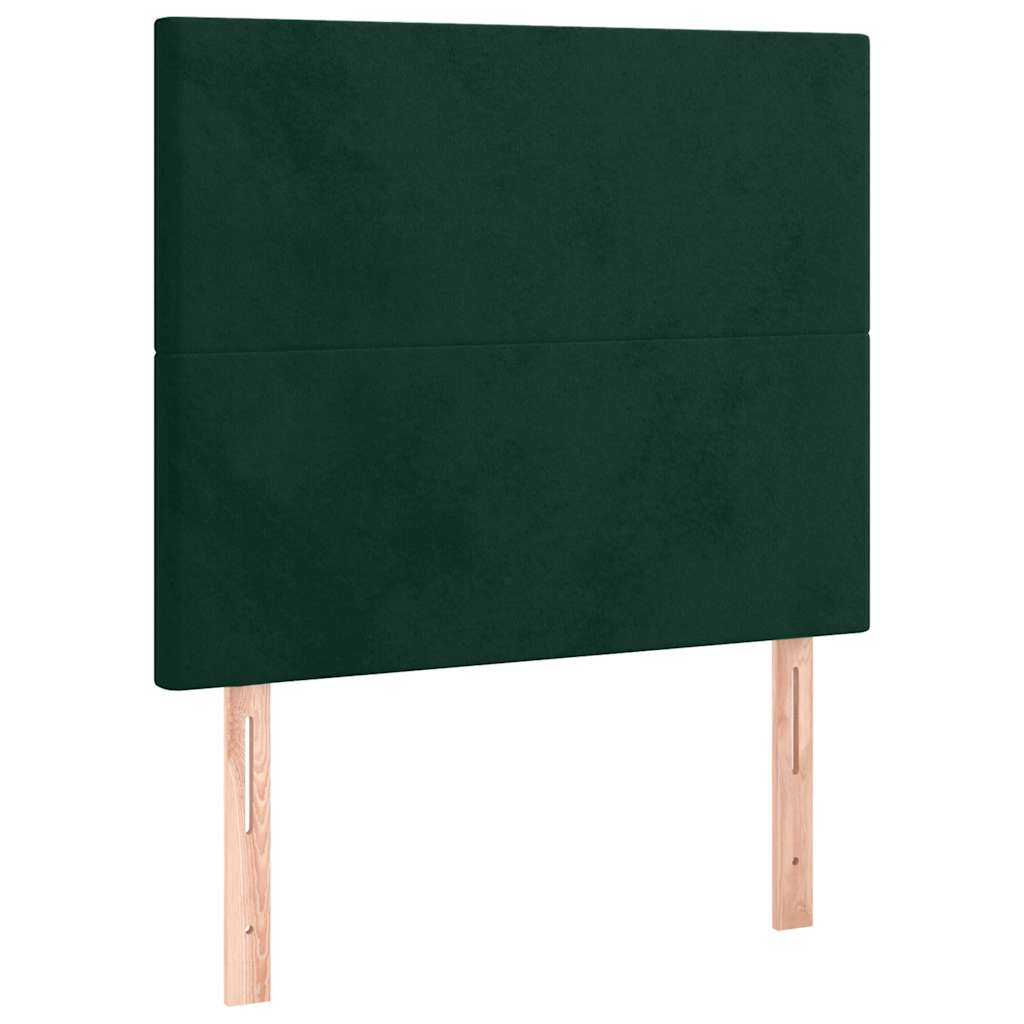 Krevet box spring s madracem LED tamnozeleni 90x190 cm baršun