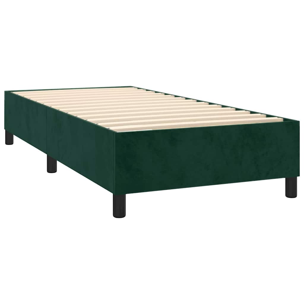 Krevet box spring s madracem LED tamnozeleni 100x200 cm baršun