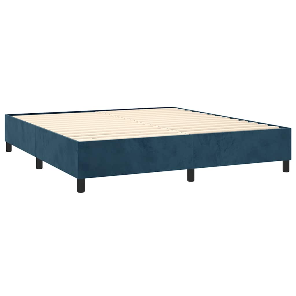 Krevet box spring s madracem LED tamnoplavi 180x200 cm baršun