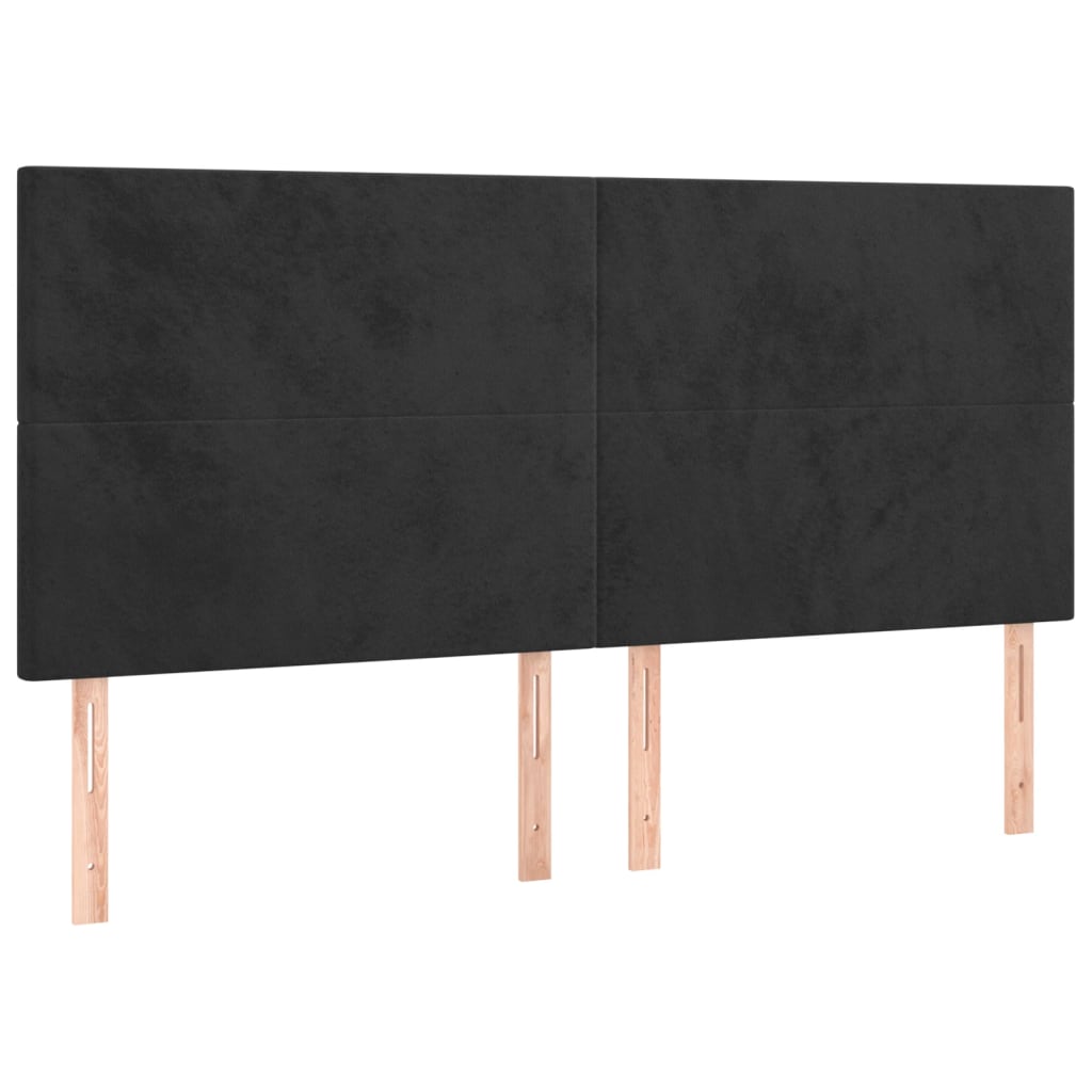 Krevet box spring s madracem LED crni 200x200 cm baršun