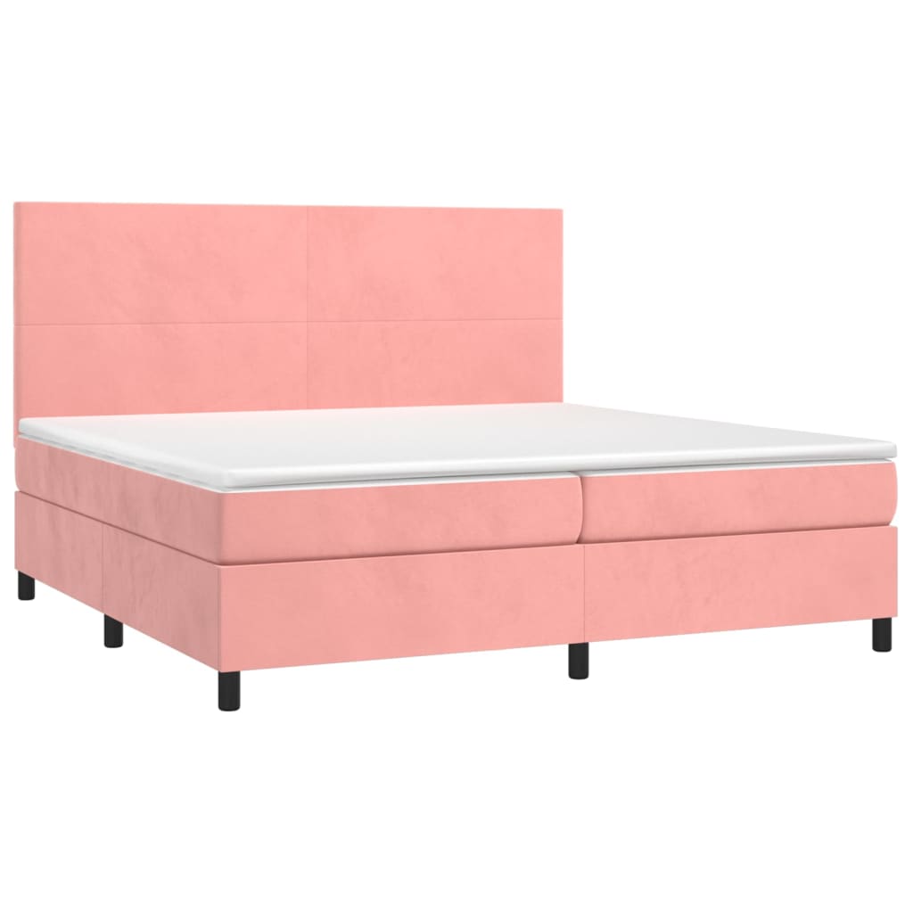 Krevet box spring s madracem LED ružičasti 200x200cm baršunasti