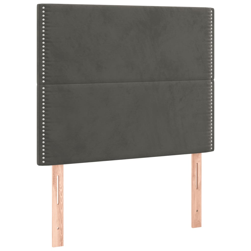 Krevet box spring s madracem LED tamnosivi 90x190 cm baršun