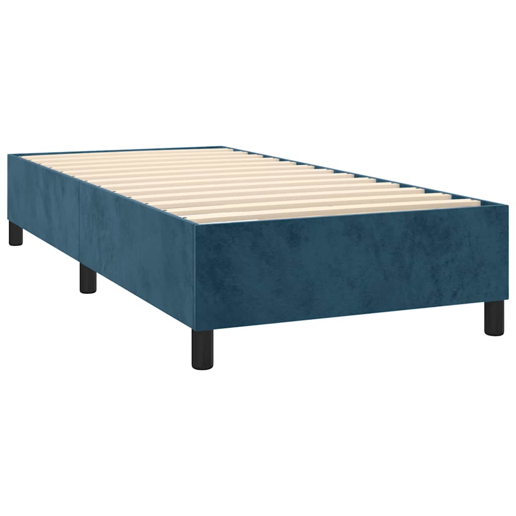 Krevet box spring s madracem LED tamnoplavi 90x190 cm baršun