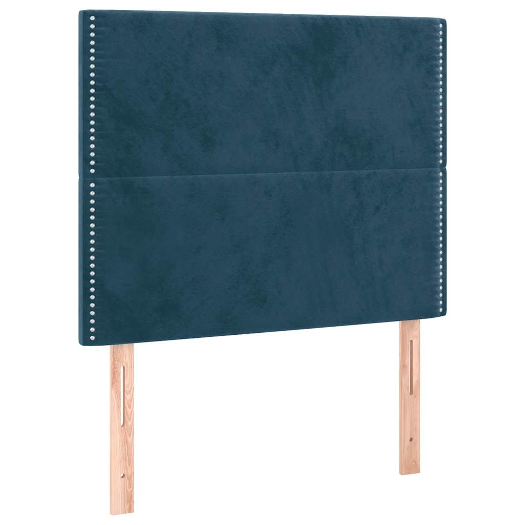 Krevet box spring s madracem LED tamnoplavi 90x190 cm baršun