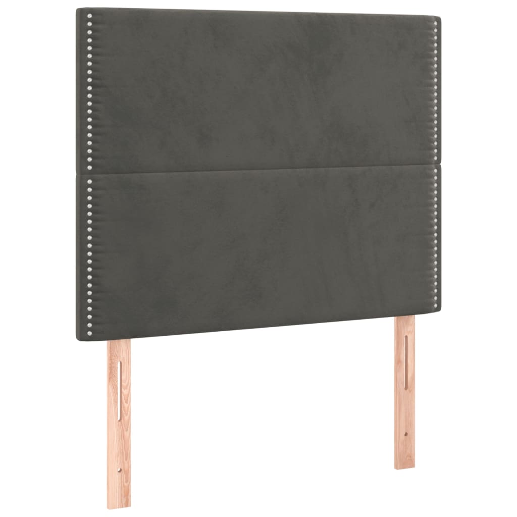 Krevet box spring s madracem LED tamnosivi 90x200 cm baršun