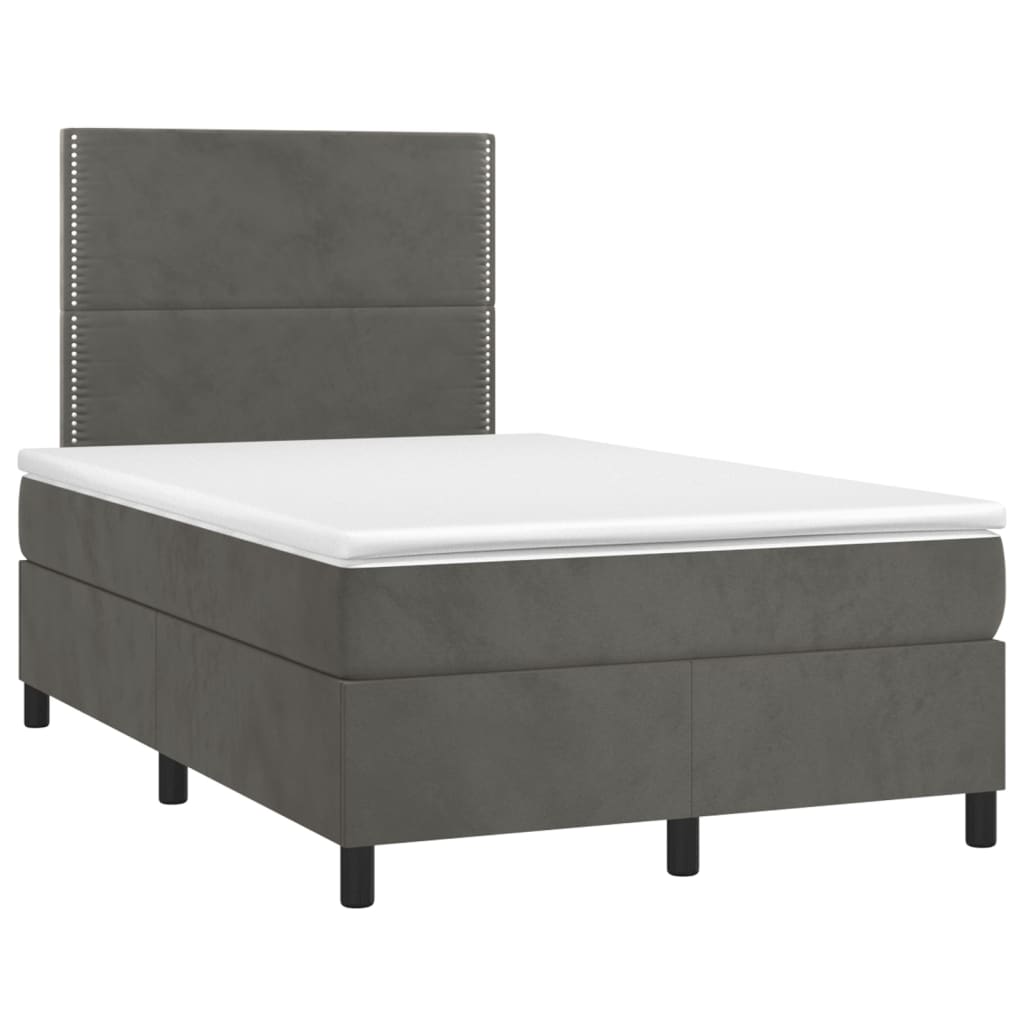 Krevet box spring s madracem LED tamnosivi 120 x 200 cm baršun