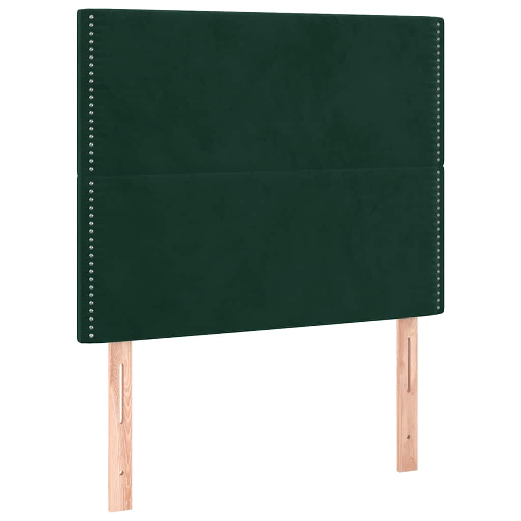 Krevet box spring s madracem LED tamnozeleni 120x200 cm baršun