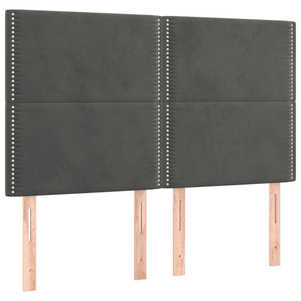 Krevet box spring s madracem LED tamnosivi 140x200 cm baršun