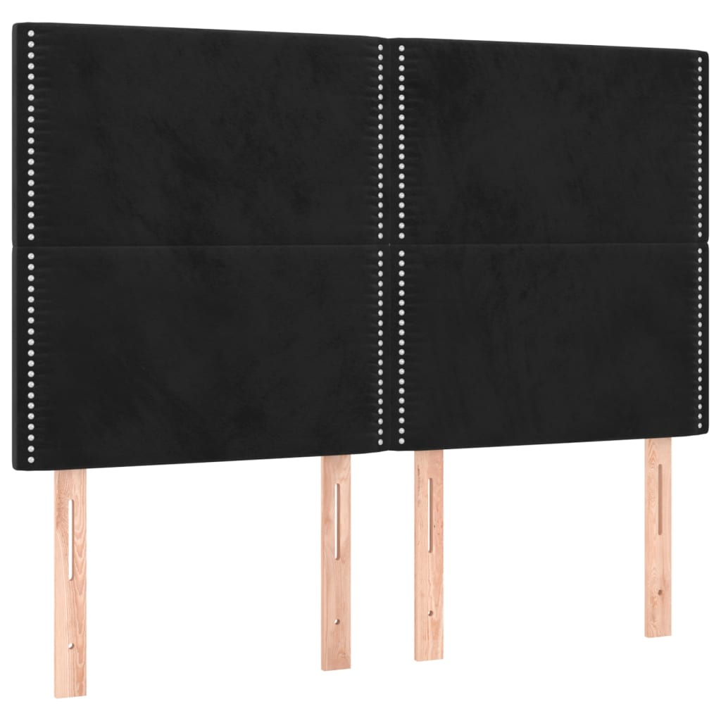 Krevet box spring s madracem LED crni 140x200 cm baršun