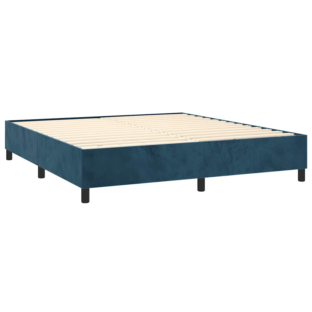 Krevet box spring s madracem LED tamnoplavi 160x200 cm baršun