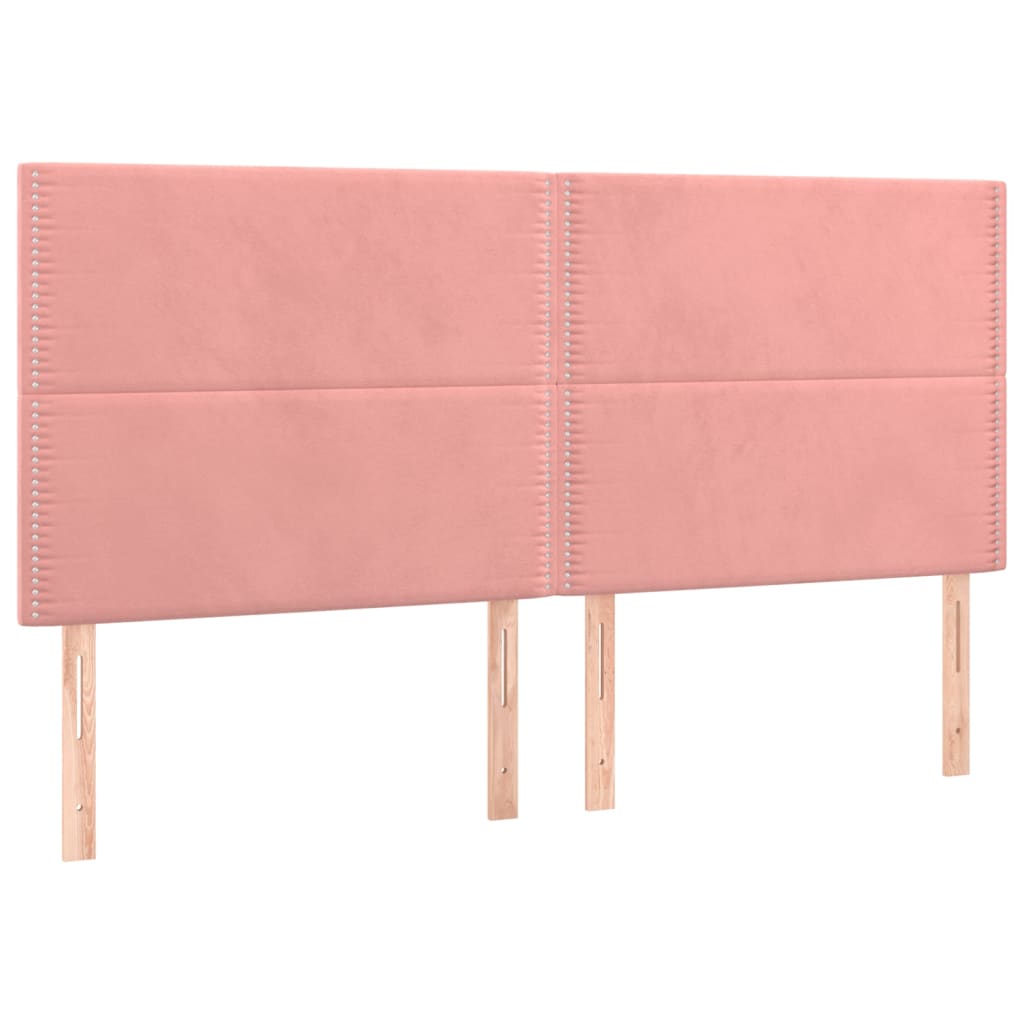 Krevet box spring s madracem LED ružičasti 160x200cm baršunasti