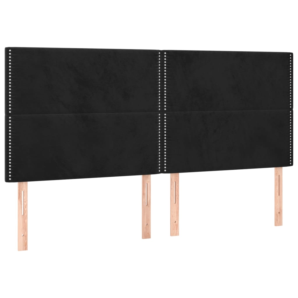 Krevet box spring s madracem LED crni 180x200 cm baršun