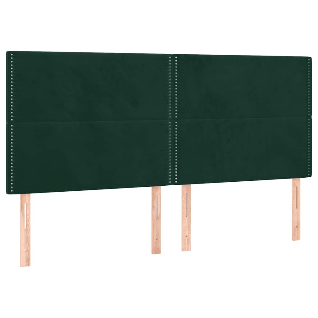 Krevet box spring s madracem LED tamnozeleni 180x200 cm baršun