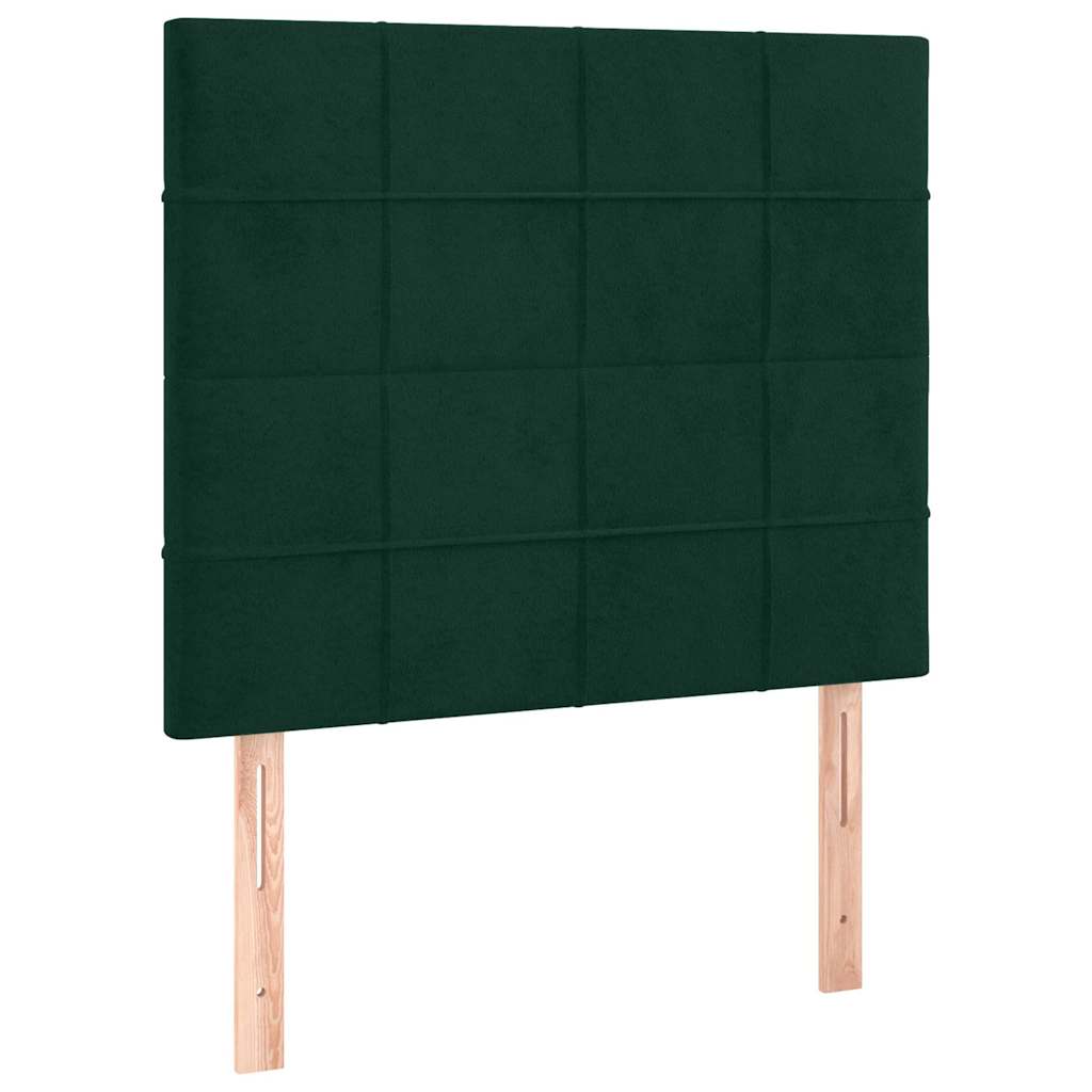 Krevet box spring s madracem LED tamnozeleni 90x190 cm baršun