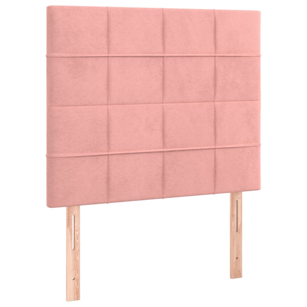 Krevet box spring s madracem LED ružičasti 90x190 cm baršunasti