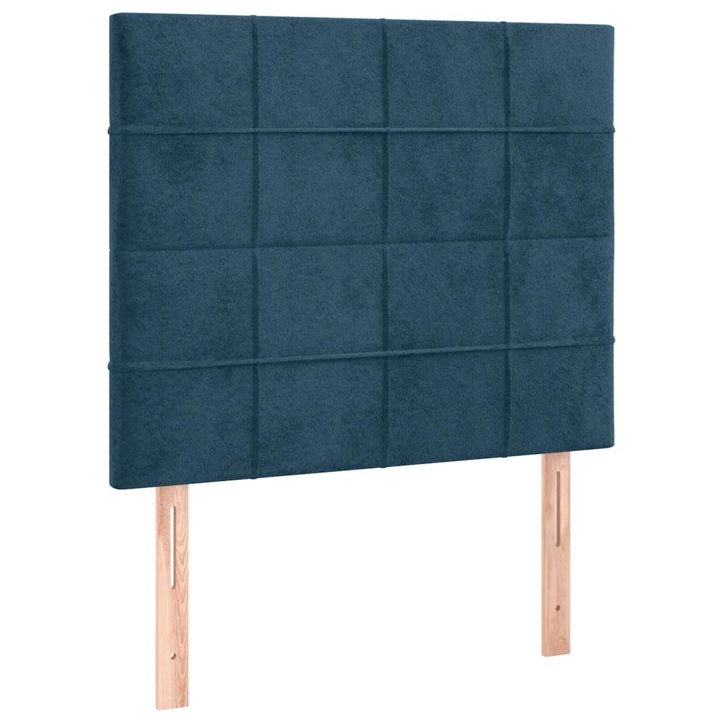 Krevet box spring s madracem LED tamnoplavi 90x200 cm baršun
