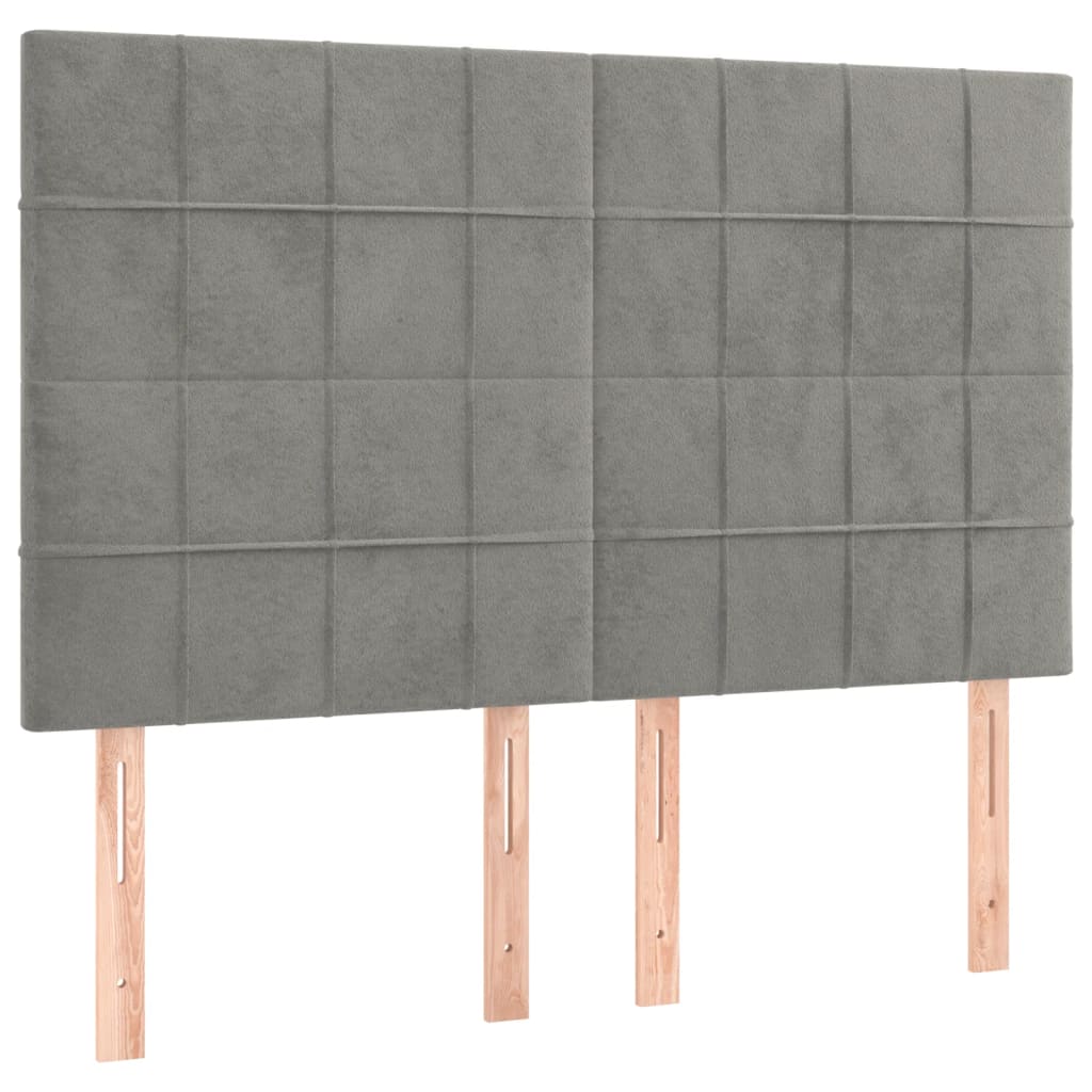 Krevet box spring s madracem LED svjetlosivi 140x190 cm baršun