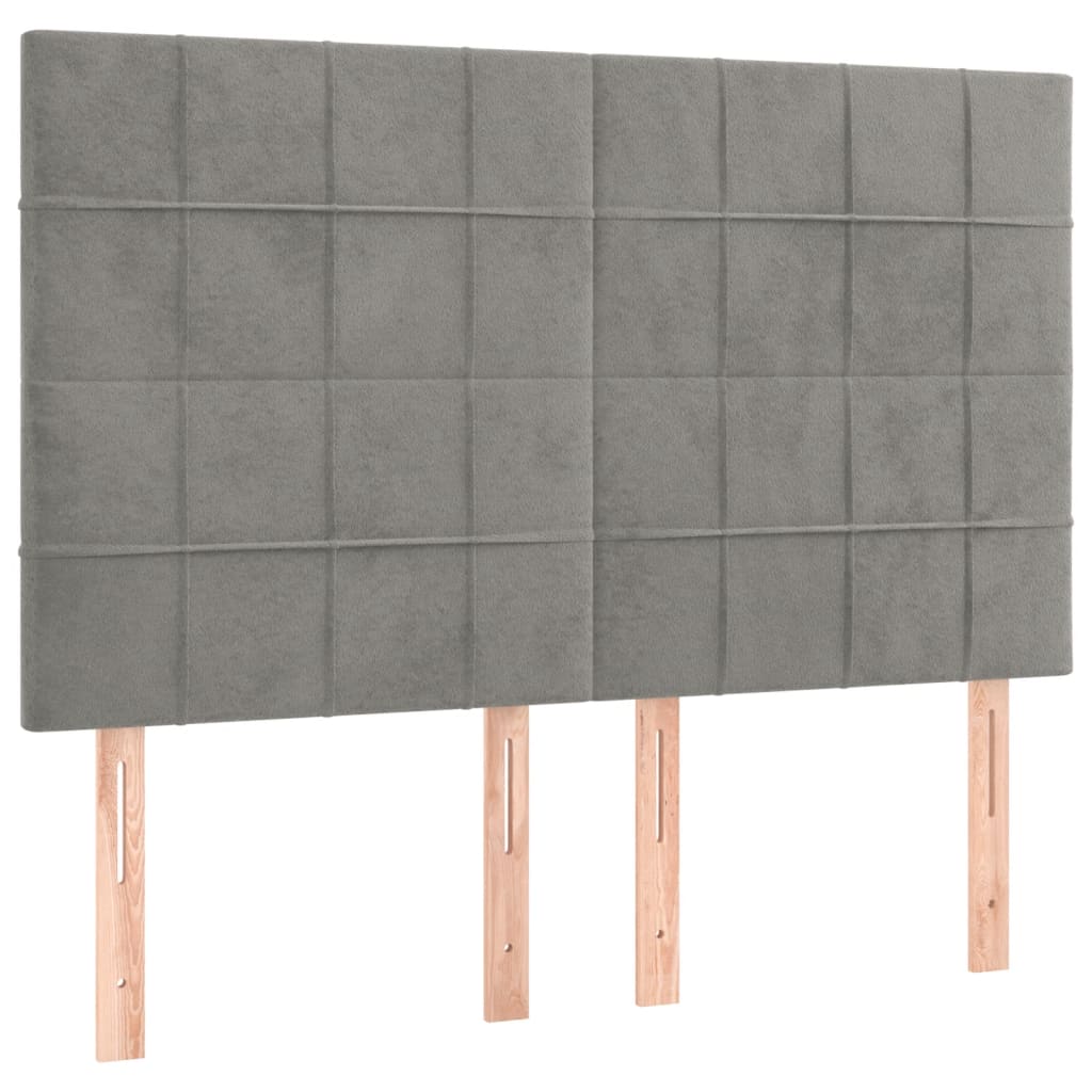 Krevet box spring s madracem LED svjetlosivi 140x200 cm baršun