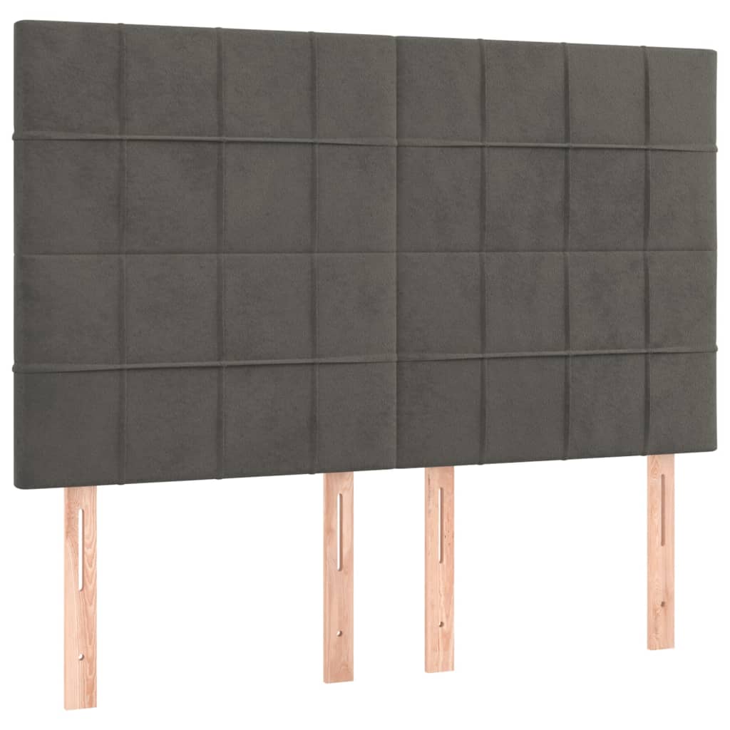 Krevet box spring s madracem LED tamnosivi 140x200 cm baršun