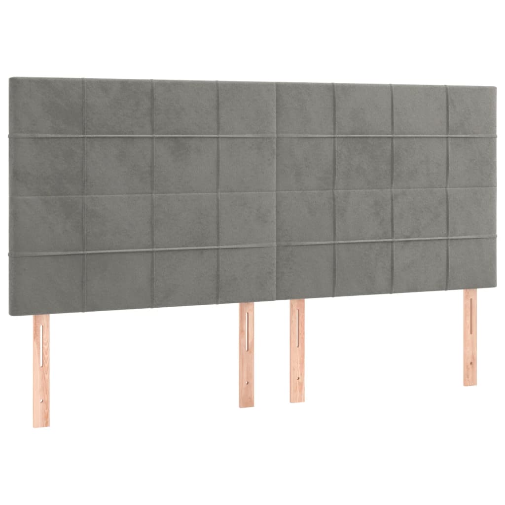 Krevet box spring s madracem LED svjetlosivi 160x200 cm baršun