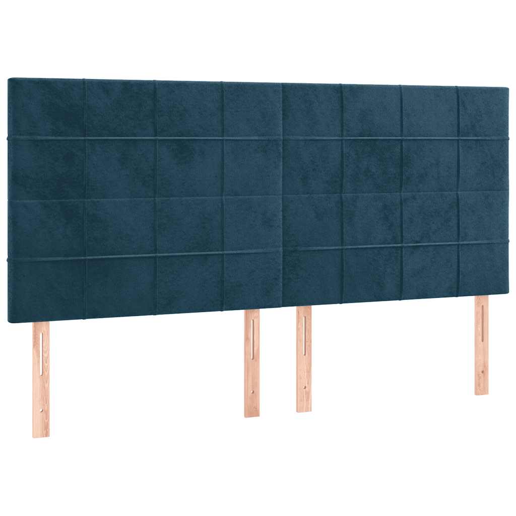 Krevet box spring s madracem LED tamnoplavi 180x200 cm baršun