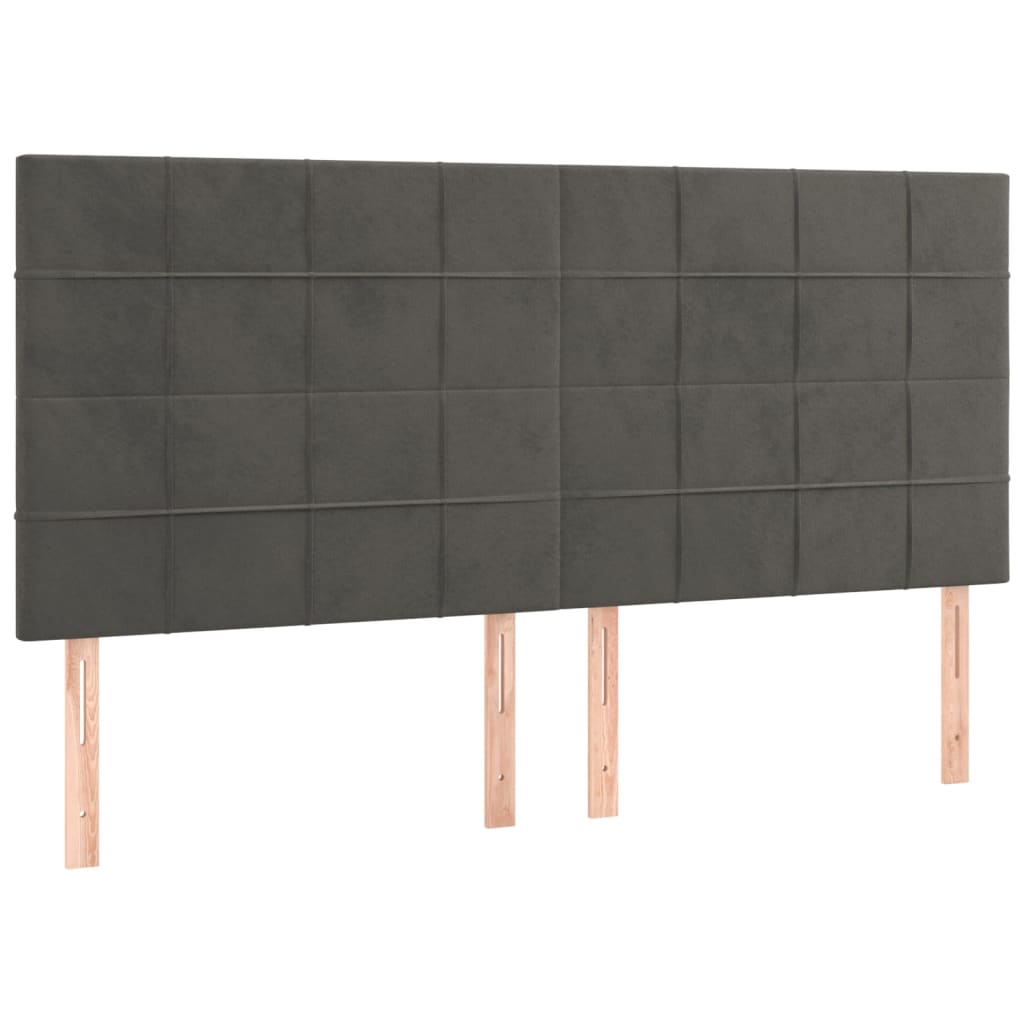 Krevet box spring s madracem LED tamnosivi 200x200 cm baršun
