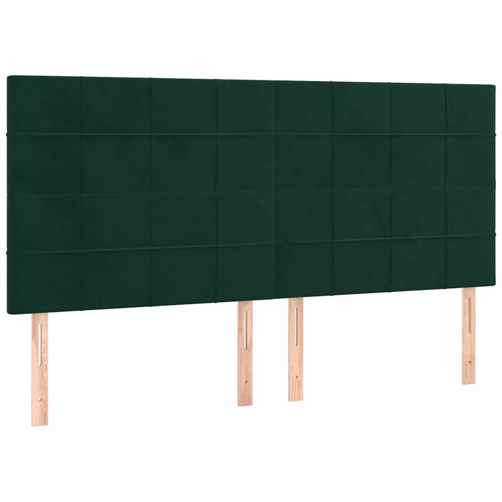 Krevet box spring s madracem LED tamnozeleni 200x200 cm baršun